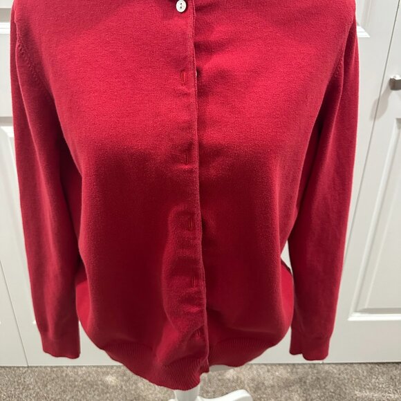 Lands End button-up red cardigan, size large (14-16) - Picture 3 of 3
